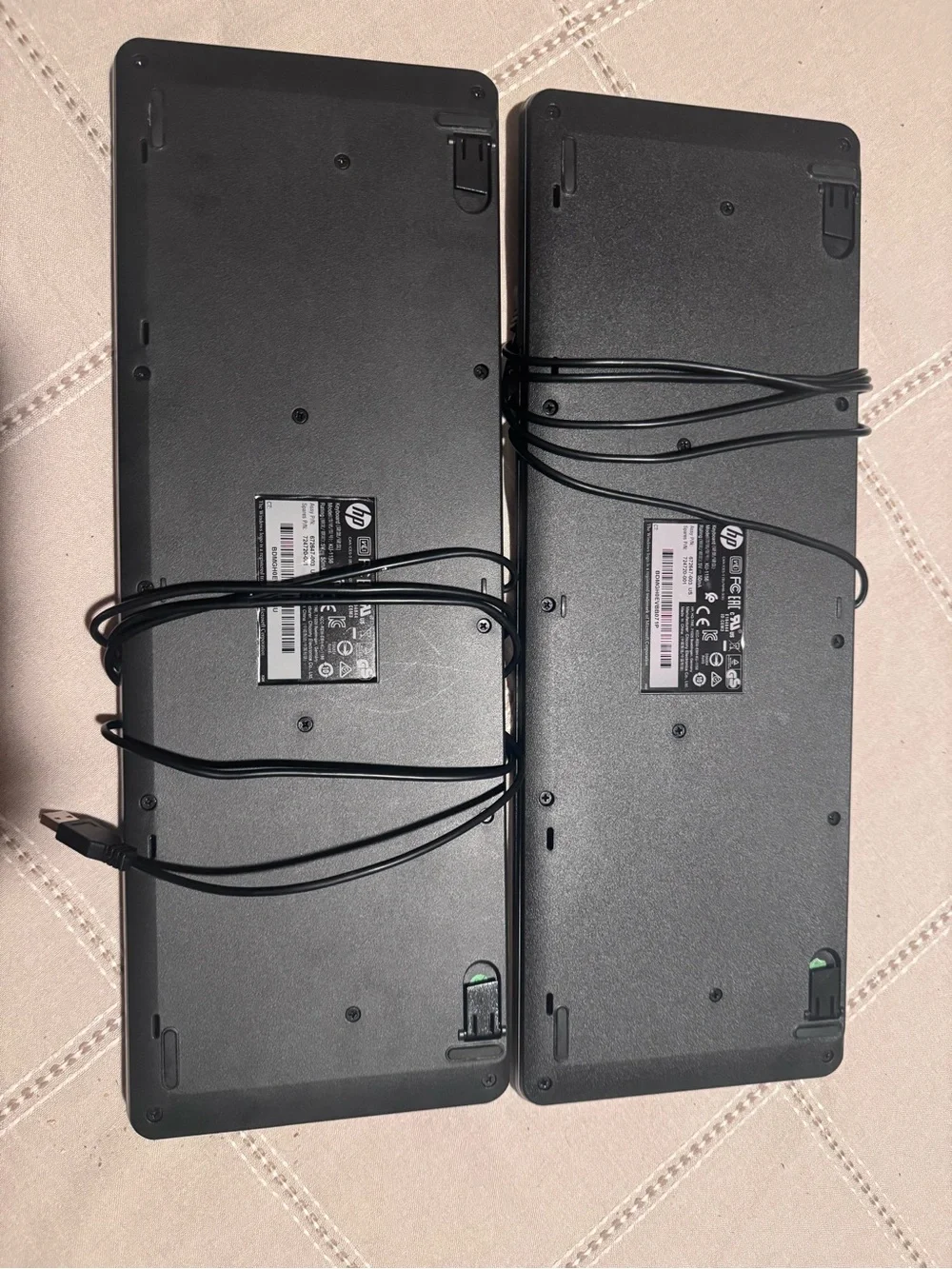 2 HP Black USB Wired Full-Size Keyboards - Standard Layout
